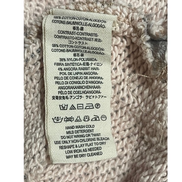 Free People Mixed Media Sweater XS Burgundy‎ Gray Aztec Distressed Pullover - Picture 8 of 8